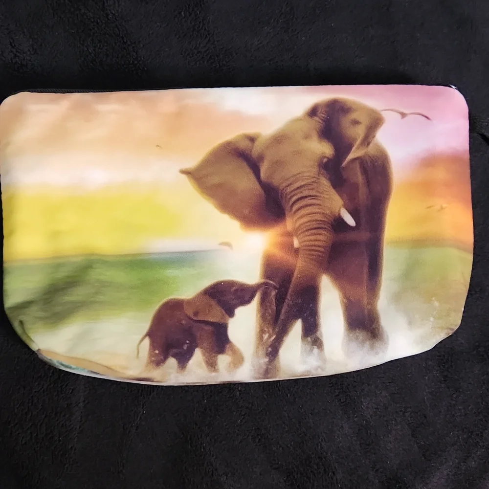 NEW- Cosmetic Bag, Storage Bag - Elephants in the water